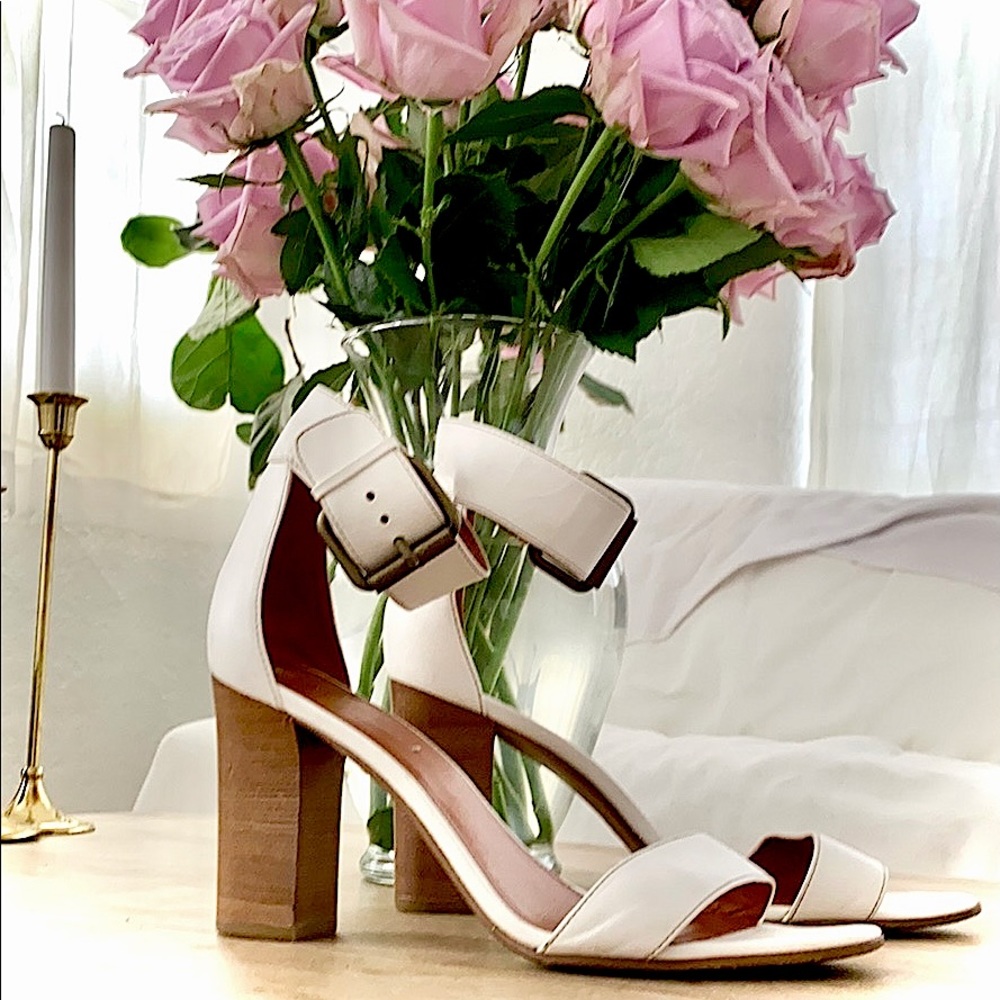 Via spiga white/off-white sandal heels ankle strap